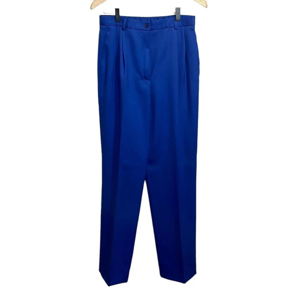 Pendleton Blue High Waisted Virgin Wool Pleated Pant - Picture 1 of 6